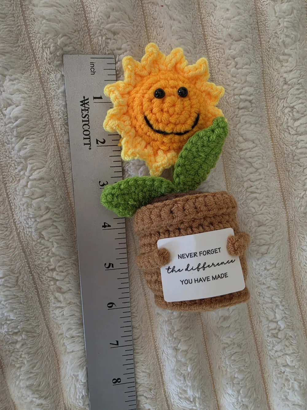 NEW Handmade Crochet Emotional Support Sunflower Yellow Green Potted Plant Sz 6